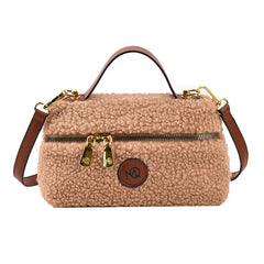 Vintage Small Bag for Women Lamb Hair Bucket Bag