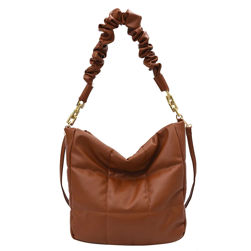 Soft Leather Shoulder Bag Large Capacity Women's Messenger Bucket Bag