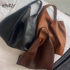 Soft Leather Tote Bag Large Capacity Shoulder Bag Lady Bag Minimalist Casual