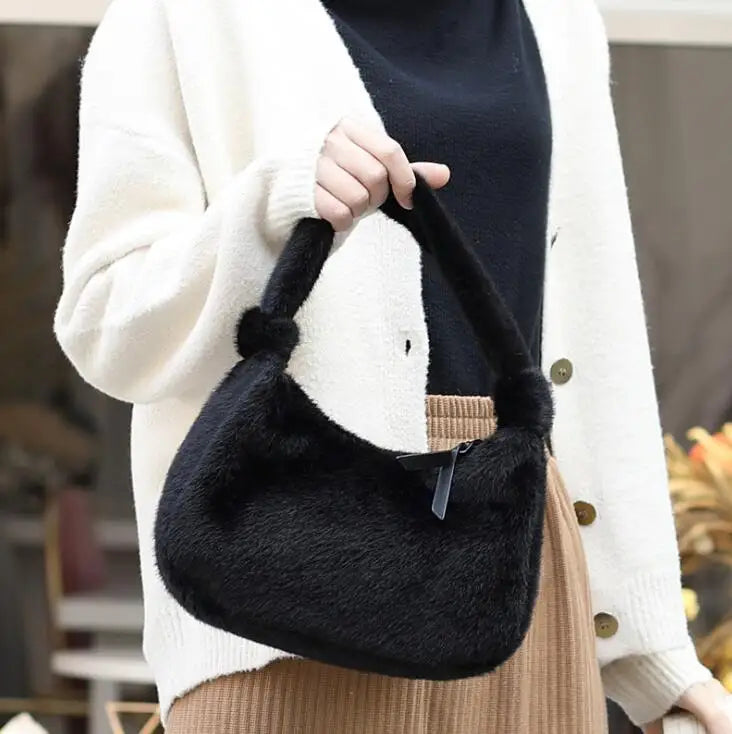 Plush Mini Bag Wild Casual Armpit Female Handbag