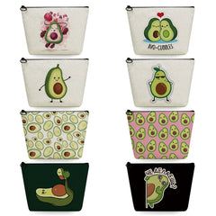 Avocado Cartoons Fruit Series Print High Makeup Organizer Cosmetic Bag