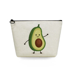 Avocado Cartoons Fruit Series Print High Makeup Organizer Cosmetic Bag