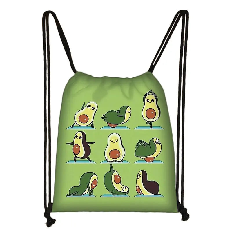 Avocado Lemon Drawstring Bag Women Softback Rucksack Ladies Storage Backpack