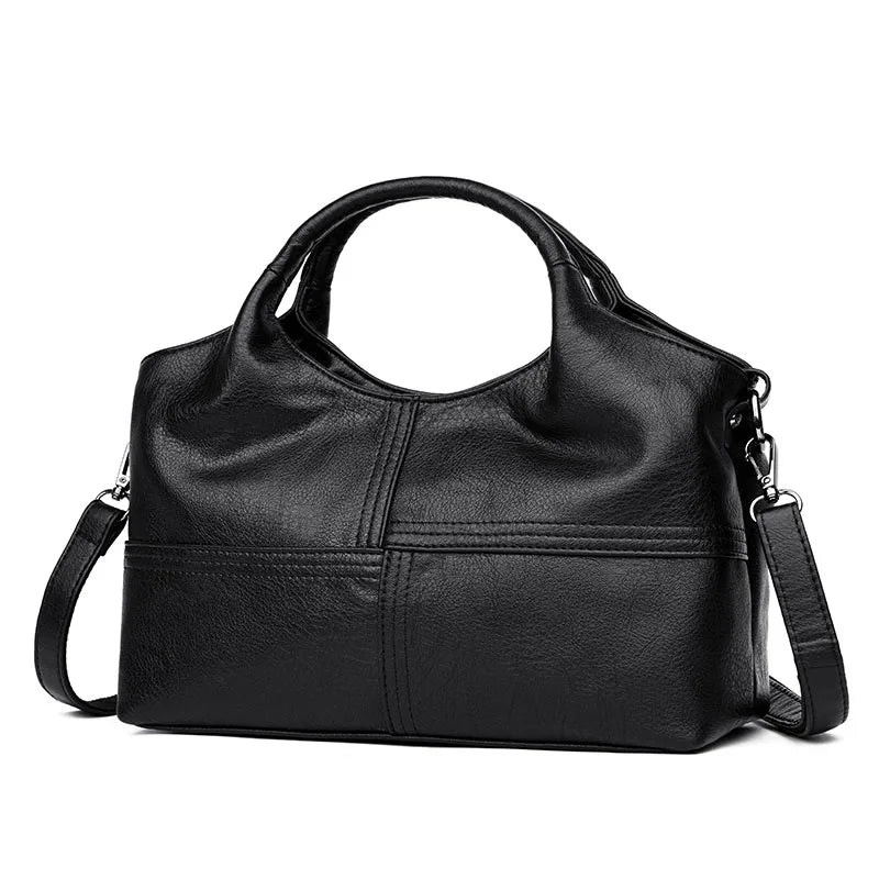 Women Patchwork PU Leather Tote Bag Handbags Ladies Shoulder Bag