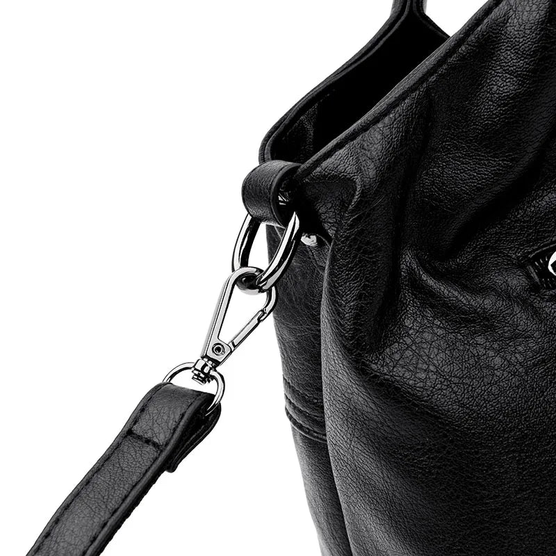Women Patchwork PU Leather Tote Bag Handbags Ladies Shoulder Bag