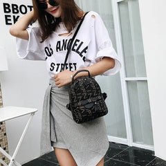 Printed PU Women Backpacks Casual Mini Multi-Purpose Shoulder Small Backpack