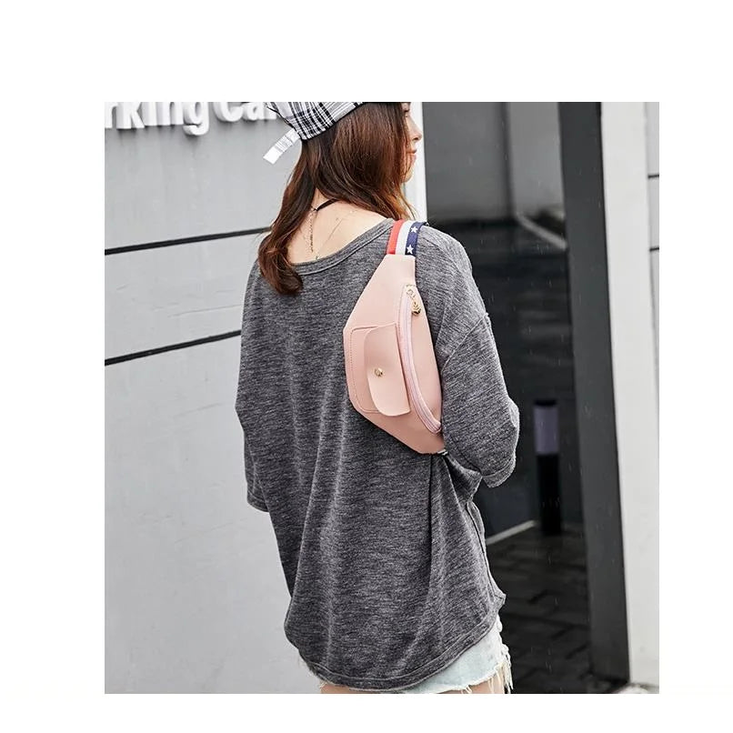 Women Casual PU Leather Waist Packs Chest Pack Shoulder Messenger Bags