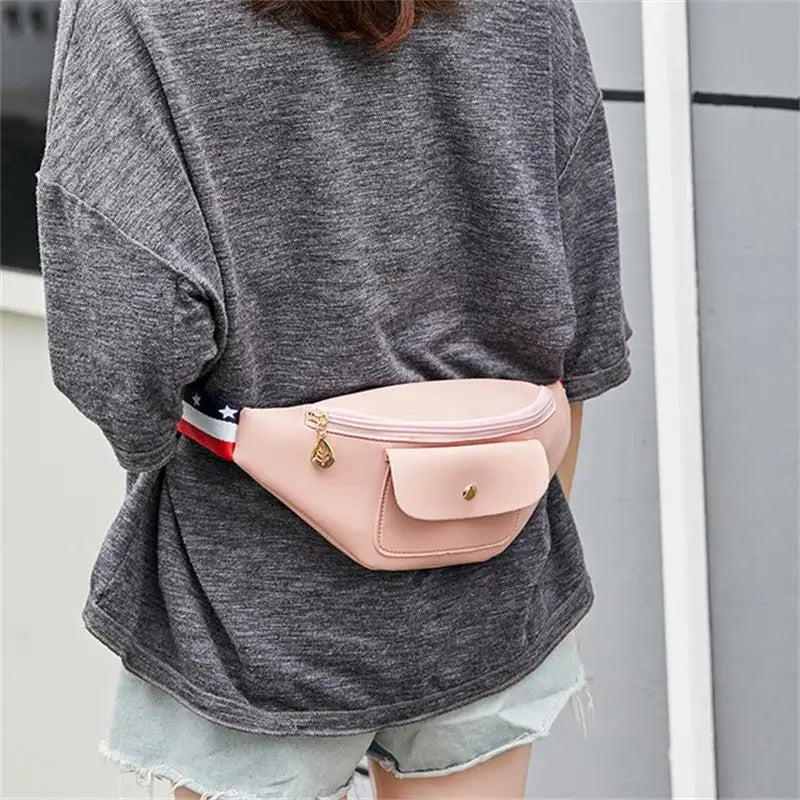 Women Casual PU Leather Waist Packs Chest Pack Shoulder Messenger Bags