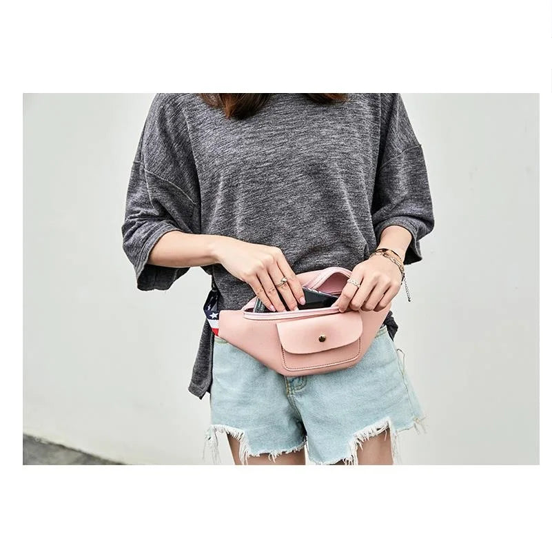 Women Casual PU Leather Waist Packs Chest Pack Shoulder Messenger Bags