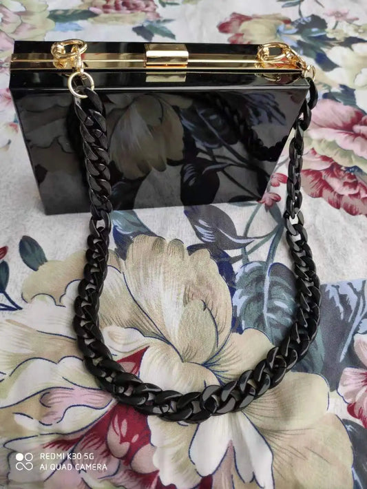 Square Acrylic Crossbody Bag for Women in Gold