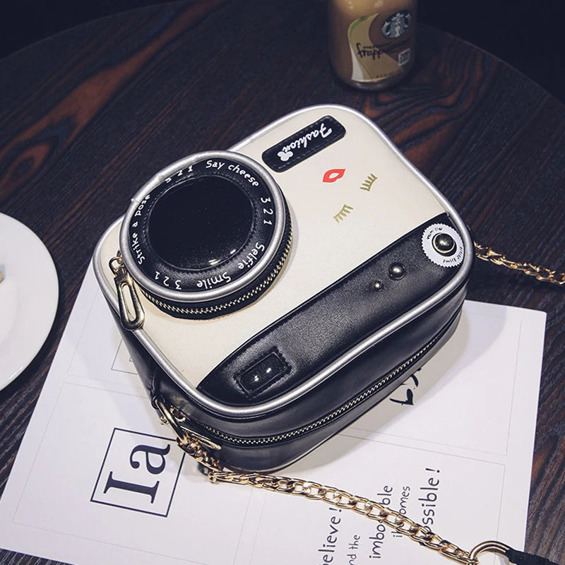Camera Shaped Handbag Leather Women's Shoulder Bag R106