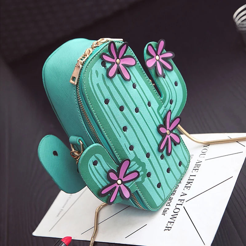 Cactus Shoulder Bag Metal Chain Messenger Bag Female