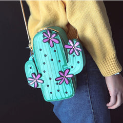 Cactus Shoulder Bag Metal Chain Messenger Bag Female