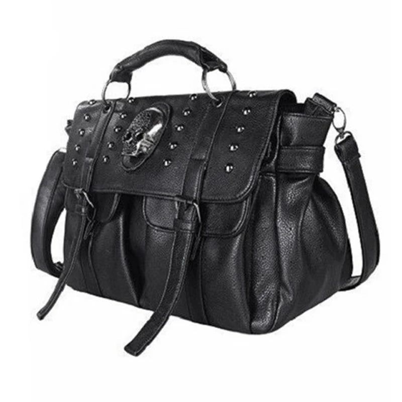 Skull Rivet Shoulder Bag Punk Lady Handbag All-Match Tote