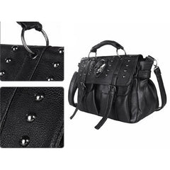 Skull Rivet Shoulder Bag Punk Lady Handbag All-Match Tote