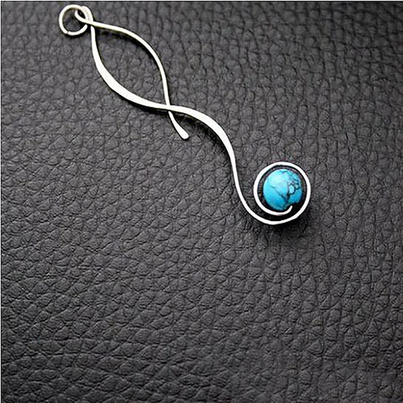 Vintage 925 Silver Earrings Turquoise Drop for Party Gift
