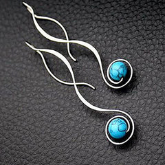 Vintage 925 Silver Earrings Turquoise Drop for Party Gift