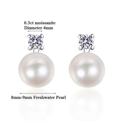 Vintage S925 Sterling Sliver Stud Earrings with Moissanite for Girls Party