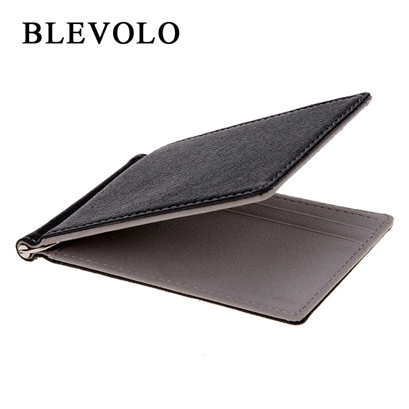 Men Short Skin Wallets Purses PU Leather Money Clips Solid Thin Wallet 4 Colors