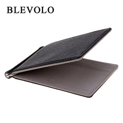 Men Short Skin Wallets Purses PU Leather Money Clips Solid Thin Wallet 4 Colors