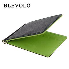 Men Short Skin Wallets Purses PU Leather Money Clips Solid Thin Wallet 4 Colors
