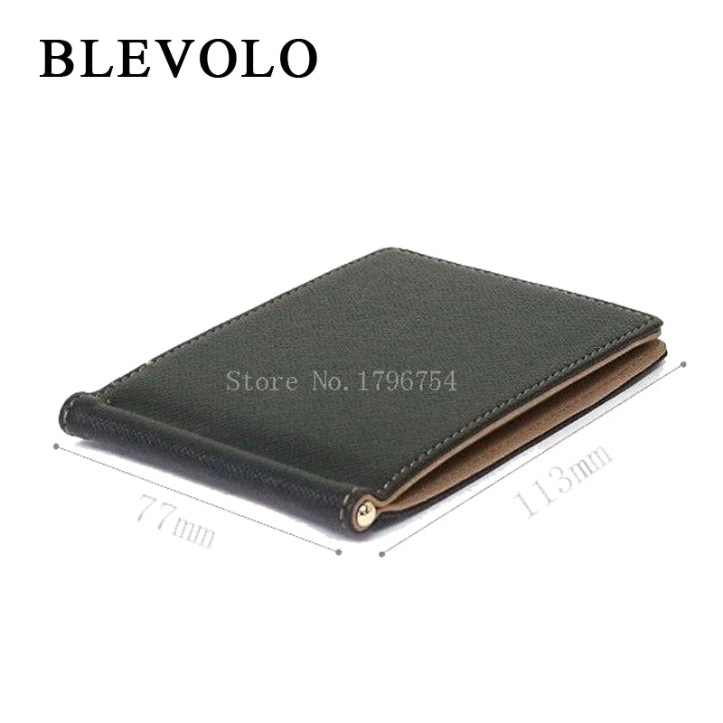 Men Short Skin Wallets Purses PU Leather Money Clips Solid Thin Wallet 4 Colors
