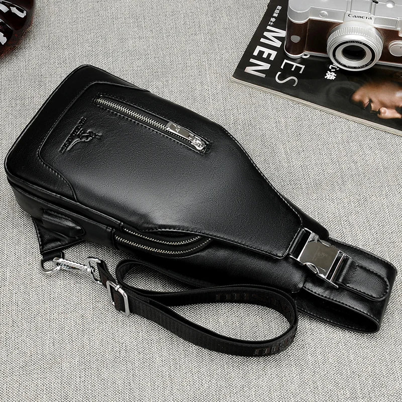 Waterproof Men's Sling Chest Bag USB Charge Shoulder Messenger