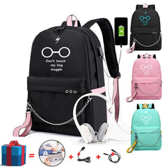 School Backpack USB Charging Canvas Student Backpack For Teenagers