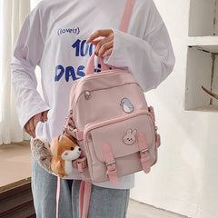 Nylon Multifunction Backpack For Women Solid Casual Ladies Bookbag