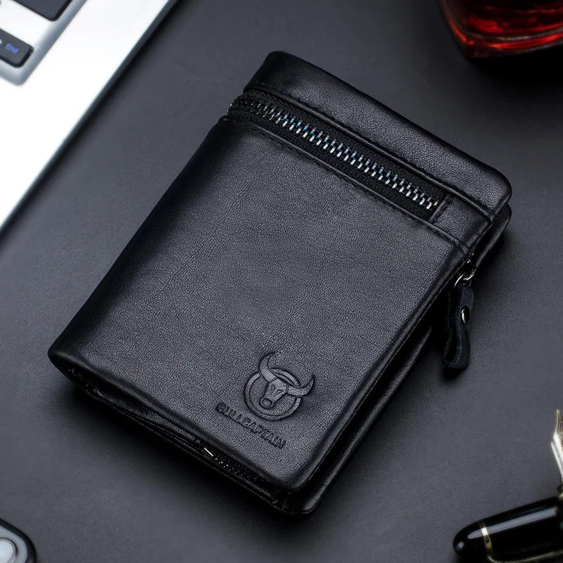 Genuine Leather Men's RFID Shielding Bi-fold Wallet
