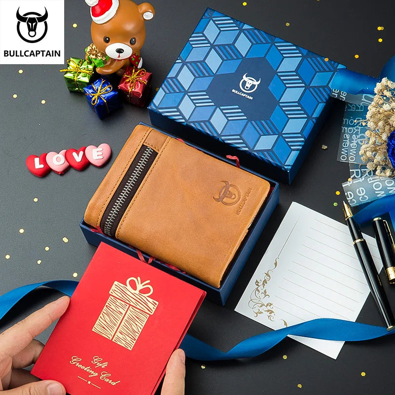 Leather Men's Wallet RFID Blocking Bi-Fold Classic Style