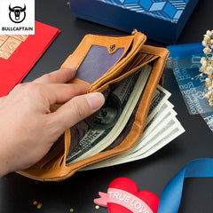 Leather Men's Wallet RFID Blocking Bi-Fold Classic Style