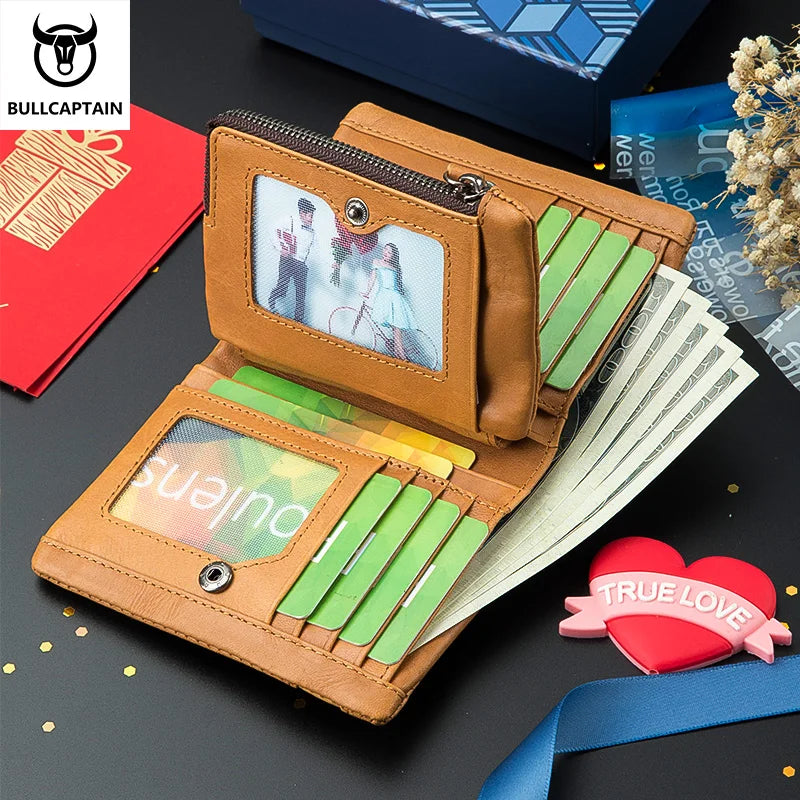 Leather Men's Wallet RFID Blocking Bi-Fold Classic Style