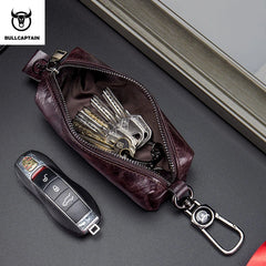 Men Leather Key case Multifunctional Metal Phone Holder