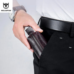Men Leather Key case Multifunctional Metal Phone Holder