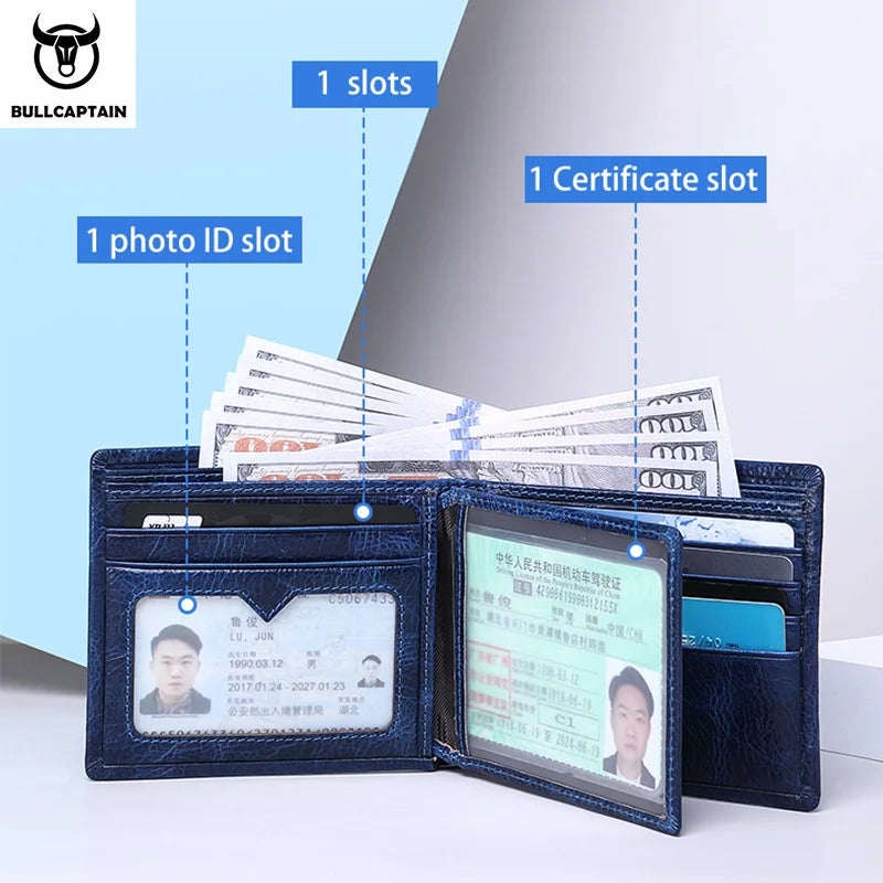 Men's Leather Wallet RFID Business Multi-Card Wallet Clip