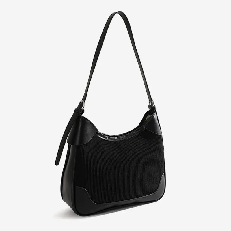 Retro Solid Shoulder Bag for Women Underarm High Temperament