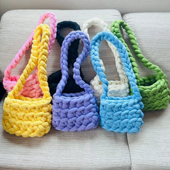 Women's Solid Knit Shoulder Bag Crossbody Wallet