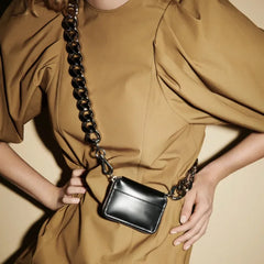 Women's PU Leather Crossbody Bag with Chain Shoulder Strap