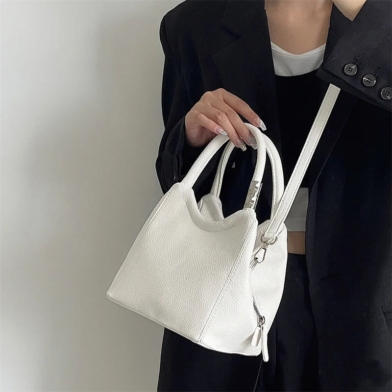 High Bucket Handbag For Women Casual Solid Shoulder Messenger Bags Female
