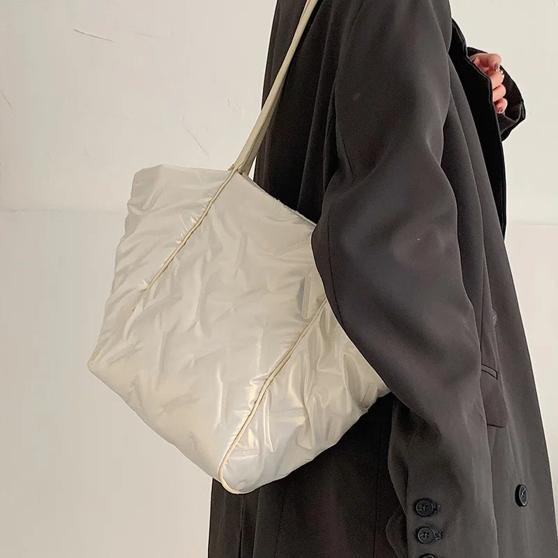 Versatile Solid Color Shoulder Tote Bag for Women