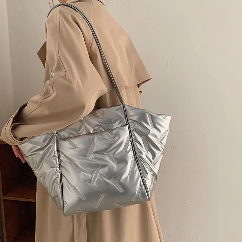 Versatile Solid Color Shoulder Tote Bag for Women