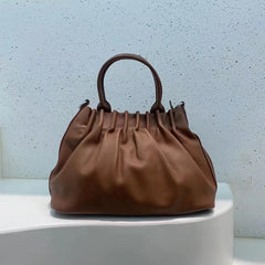 Women Pleated Bucket Handbag Casual Shoulder Messenger Bag