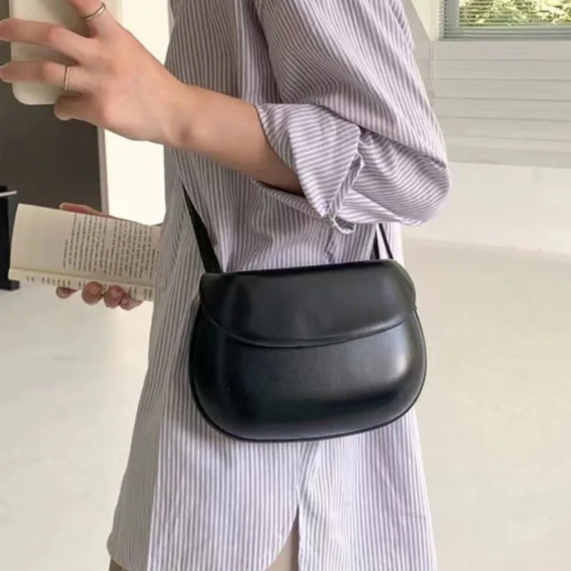 Retro PU Leather Bag Women's Versatile Solid Mobile Phone Wallet Shoulder Crossb