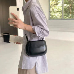 Retro PU Leather Bag Women's Versatile Solid Mobile Phone Wallet Shoulder Crossb