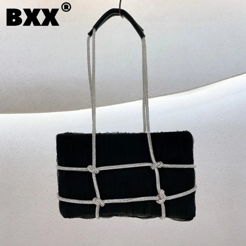 Rhinestone Chain Armpit Bag Women Large Capacity Shoulder Bags
