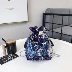Sequin Bucket Handbag Chain Shoulder Crossbody Bag Female