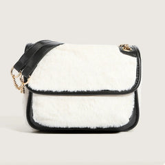 Temperament Plush Patchwork Chain Crossbody Bag GF4723