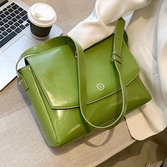 Women's Solid Leather Shoulder Crossbody Bag for Shopping 8S013