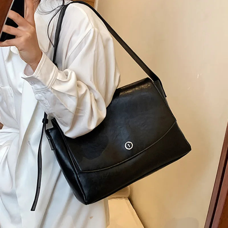 Women's Solid Leather Shoulder Crossbody Bag for Shopping 8S013